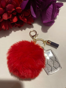 Red Pom Pom keychain